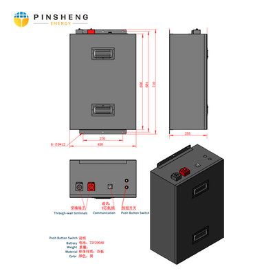 PINSHENG 48V 72V 50Ah 100Ah 200Ah Lifepo4 Lithium Ion Battery Pack para Ebikes e Motocicletas